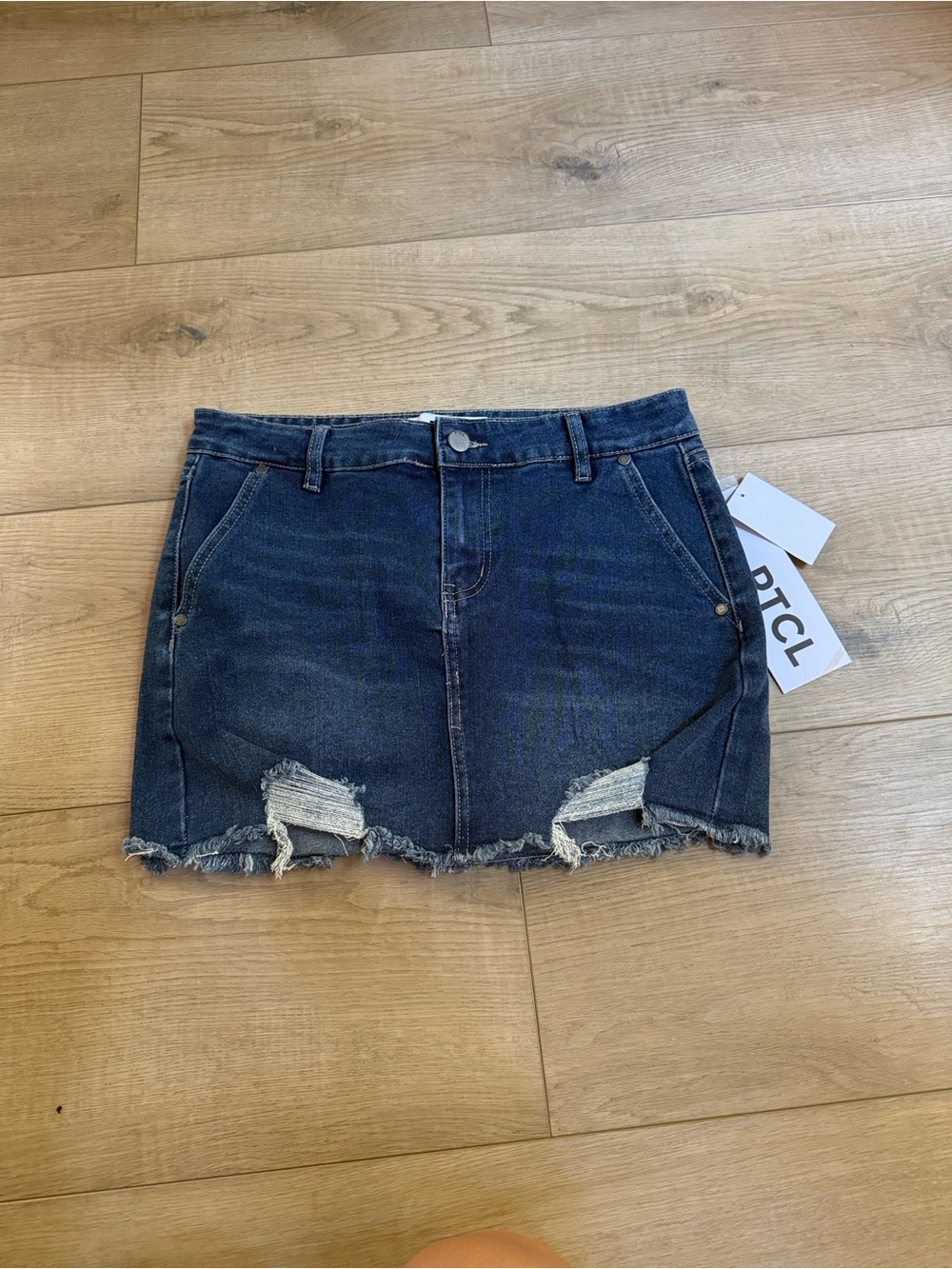 DTCL Dark Blue Distressed Denim Mini Skirt